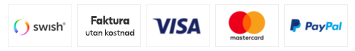 Här kan du betala med: Swish, Faktura, VISA, MasterCard